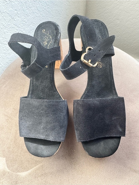 Free People Shoes - Free People Brooke Platform Sandal Black Suede Block Heel Boho Size 40
